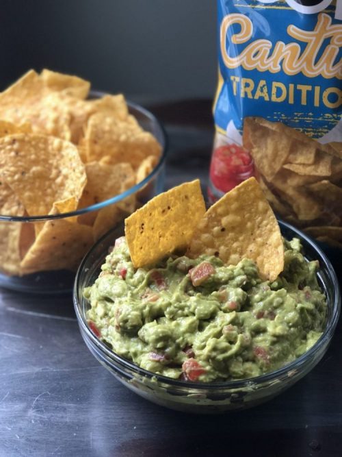Guacamole and chips close-up
